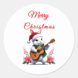 Bunny Gitarre Frohe Weihnachten Aufkleber