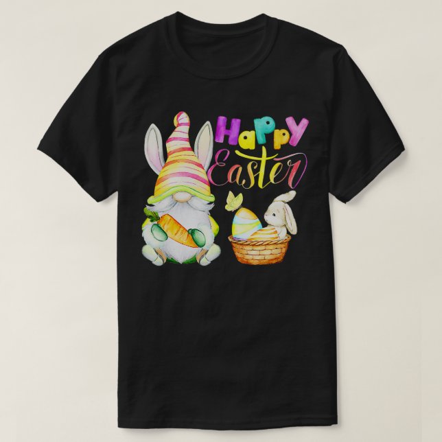 Bunny Gnome Rabbit Eggs Hunting Happy Easter Day F T-Shirt (Design vorne)