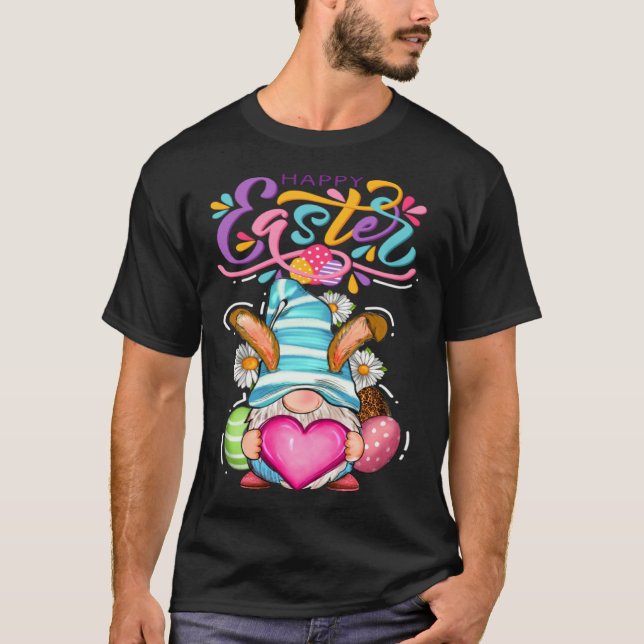 Bunny Gnome Rabbit Eggs Hunting Happy Easter Day T-Shirt (Vorderseite)