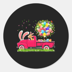 Bunny Goat Riding Lieferwagen LKW Ostereier Tree F Runder Aufkleber