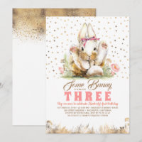 Bunny Gold Glitzern Pink Floral Geburtstag