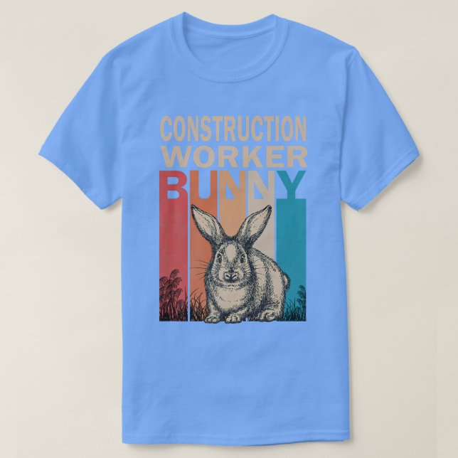 Bunny Graphching Retro Construction Worker E T-Shirt (Design vorne)