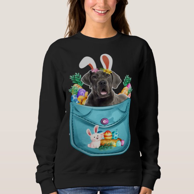 Bunny Great Dane In Pocket Easter Day Eggs Bunny D Sweatshirt (Vorderseite)