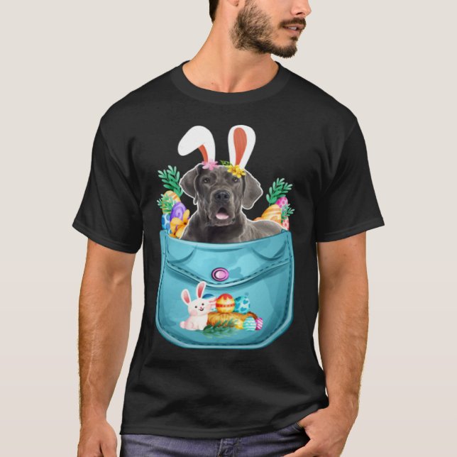 Bunny Great Dane In Pocket Easter Day Eggs Bunny D T-Shirt (Vorderseite)