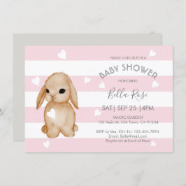 Bunny Gris Rose Bébé Douche Invitations