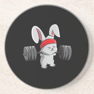 Bunny Gym Rabbit Ness Weightlift Funny Art Getränkeuntersetzer