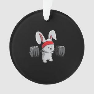 Bunny Gym Rabbit Ness Weightlift Funny Art Ornament