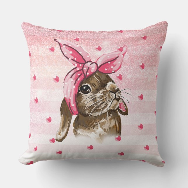 Bunny Hand bemalt Glitzer Kissen (Vorderseite)