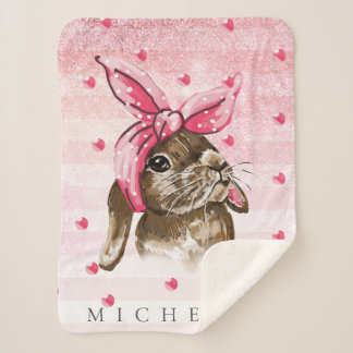 Bunny Hand bemalt Glitzer Personalisiert Sherpadecke