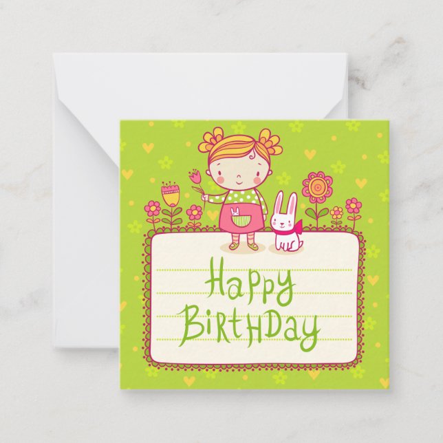 Bunny Happy Birthday Mitteilungskarte (Vorderseite)