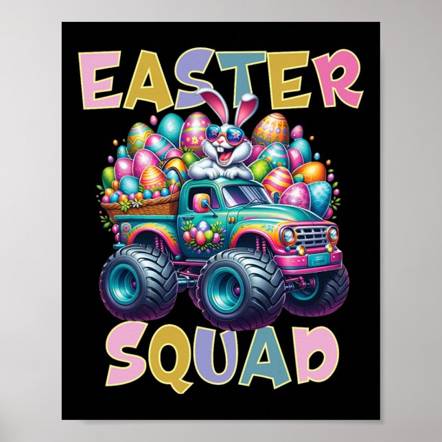 Bunny Happy Ostermonster LKW Liebhaber Egg Huntin Poster (Vorne)