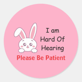 Bunny Hard Hearing Runder Aufkleber