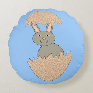 Bunny Hatching from Egg Weird Pillow Rundes Kissen