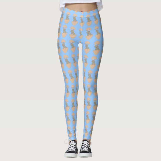 Bunny Hatching von Egg komischen Leggings (Vorderseite)
