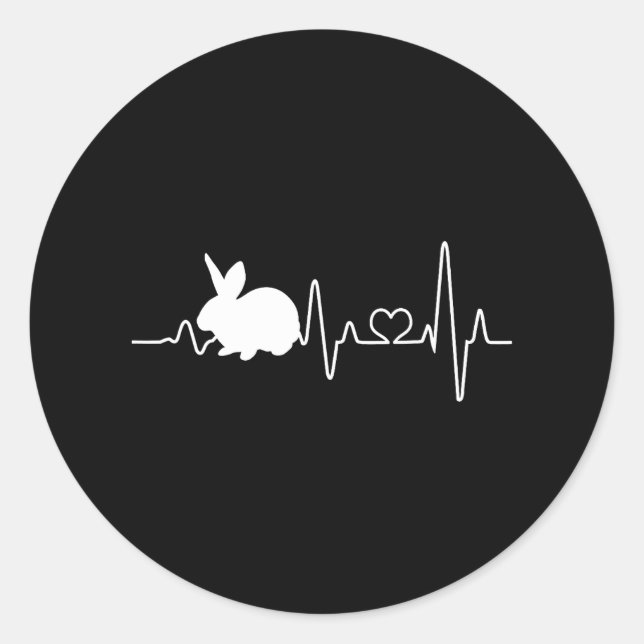 Bunny Heartbeat Pulrabbit Runder Aufkleber (Vorderseite)