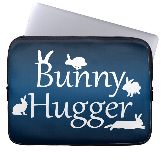 Bunny Hugger Laptop Sleeve (dunkelblau/hellblau) (Vorderseite)