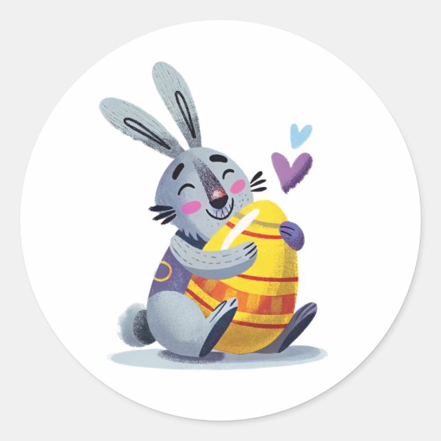 Bunny Hugging Egg Sticker (Vorderseite)