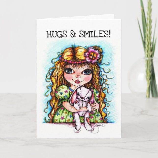 Bunny Hugs et carte de voeux souriante (Devant)