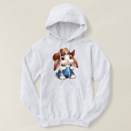 Bunny in Cowboy Outfit mit Hut und Overalls Hoodie