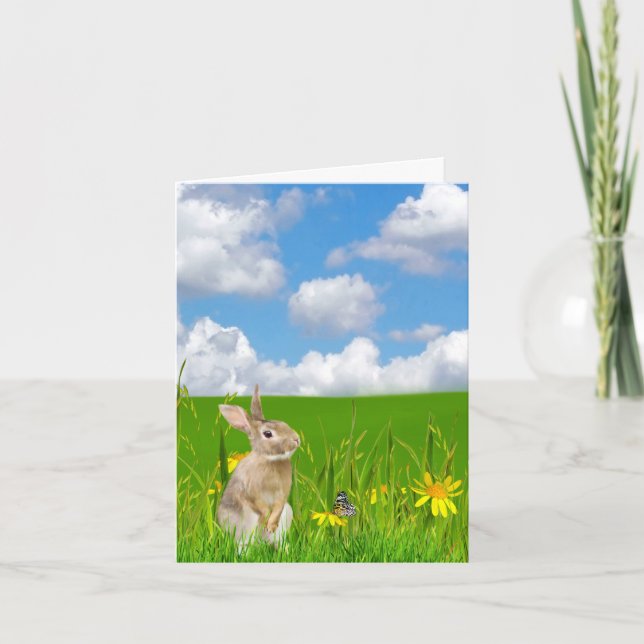 Bunny in Gras Vielen Dank Karte (Vorderseite)