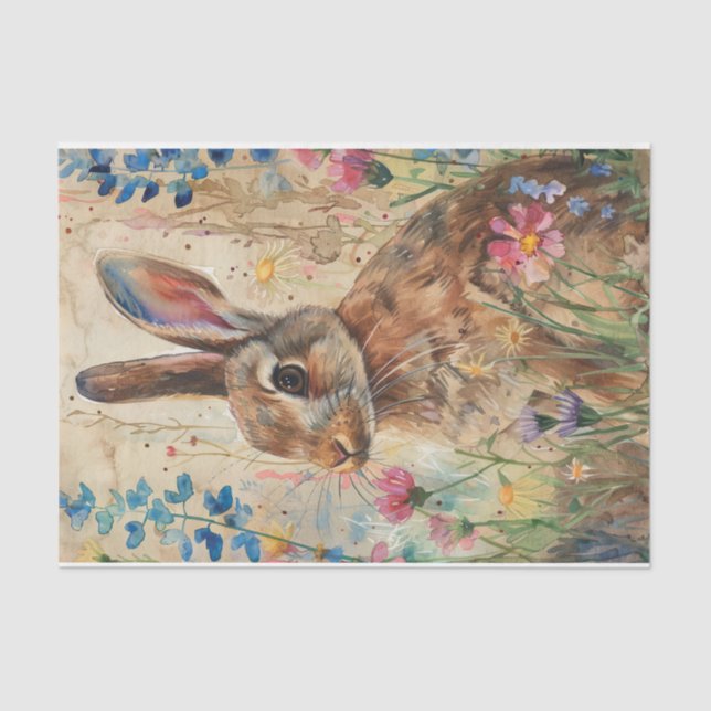 BUNNY IN MEADOW DECOUPAY SEIDENPAPIER (Vorderseite)