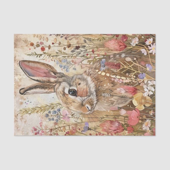 BUNNY IN MEADOW DECOUPAY SEIDENPAPIER (Vorderseite)
