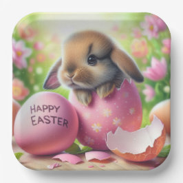 Bunny in Ostereier mit Blume Pappteller