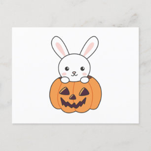 Bunny in Pumpkin Niedlich Bunnies Happy Halloween Postkarte