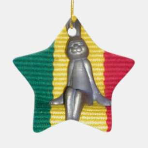Bunny in Rasta Colors: Eine Touch Groovy Art Print Keramik Ornament