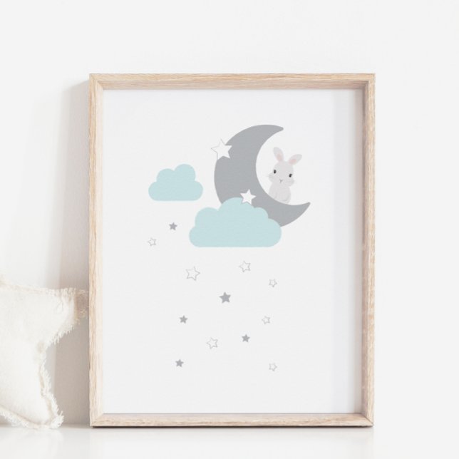 Bunny in the Sky Moon & Stars Nursery Decor Poster (Créateur téléchargé)