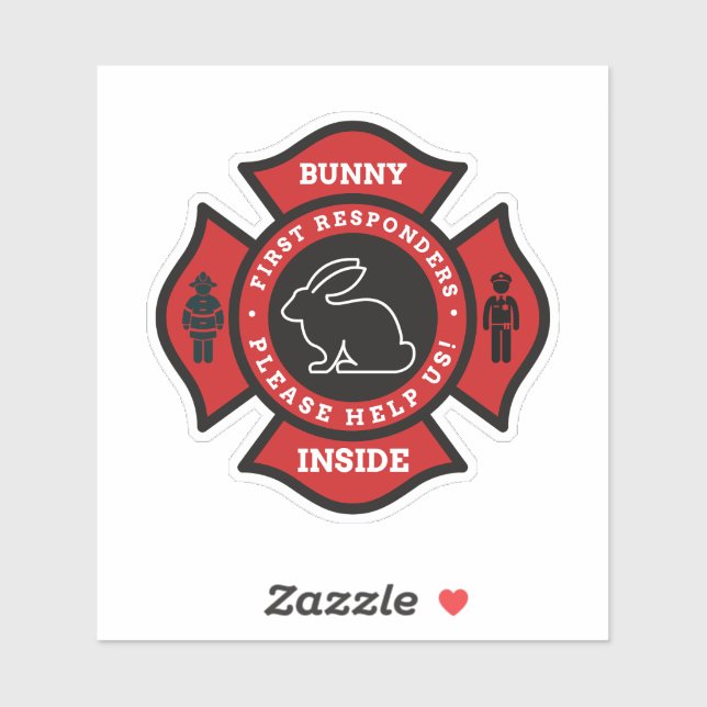 Bunny Inside Pet Alert für das Feuerministerium Aufkleber (Blatt)