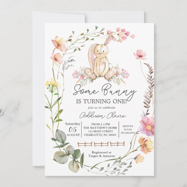 Bunny Invitation d'anniversaire, Un lapin se tourn (Devant)