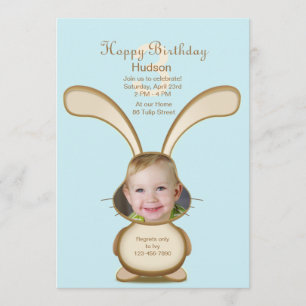 Bunny Invitation photo d'anniversaire (Customisée)