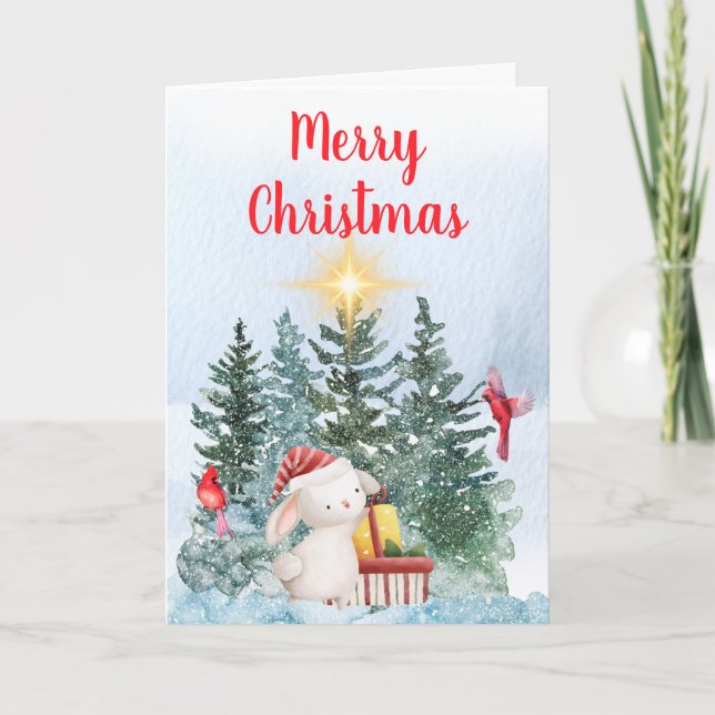 Bunny & Kardinals Feiertagskarte (Vorderseite)