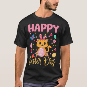 Bunny Katze Bunte Eier Jagd Frohen Ostertag T-Shirt