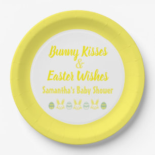 Bunny Kisses & Oaster wünscht Baby-Dusche Pappteller