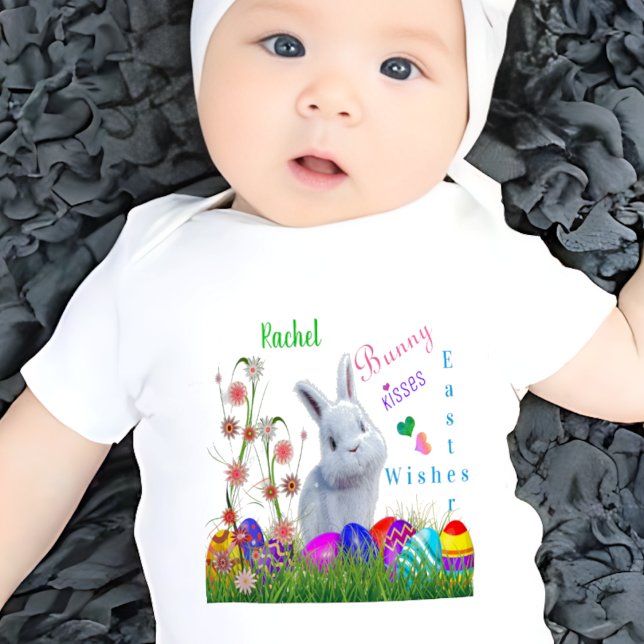 Bunny Kisses Oaster wünscht Personalisierten Babyn Baby Strampler (Von Creator hochgeladen)