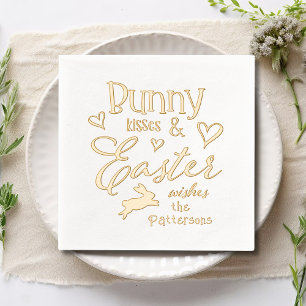 Bunny Kisses Oaster wünscht Personalisierten Namen Servietten Mit Folie