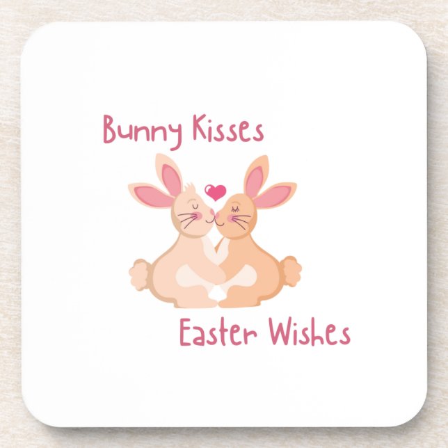 Bunny Kisses, Ostern Wünsche auf dem Weg Getränkeuntersetzer (Vorderseite)