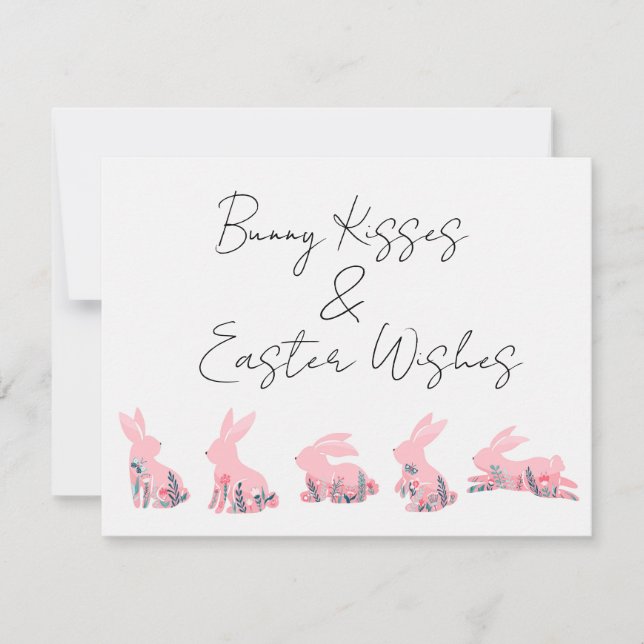 Bunny Kisses & Osterwünschungen Feiertagskarte (Vorderseite)