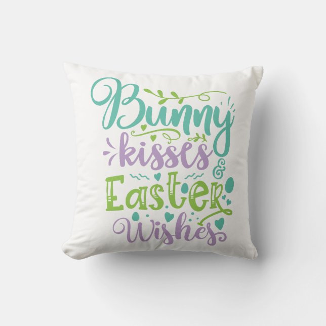 Bunny Kisses und Osterwünsche Kissen (Vorderseite)