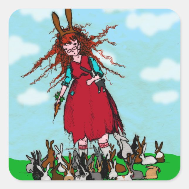 BUNNY LADY QUADRATISCHER AUFKLEBER (Vorderseite)