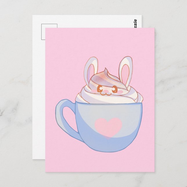 Bunny Latte mit Cinnamon Postkarte (Vorne/Hinten)