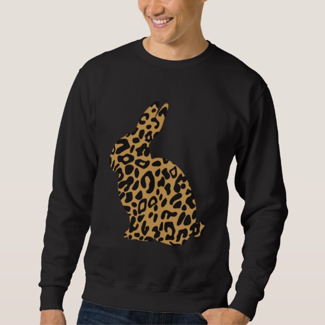 Bunny Leopard Cheetah Print Easter Gif Sweatshirt (Vorderseite)