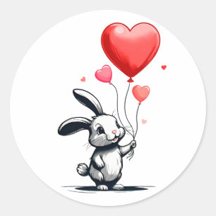 Bunny Love Ballons Runder Aufkleber