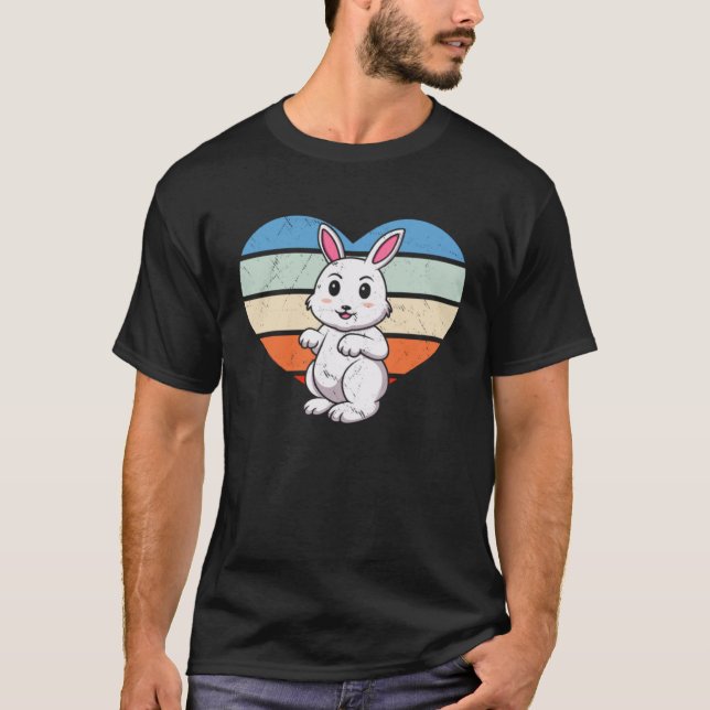 Bunny Love Retro Heart Rabbit T-Shirt (Vorderseite)