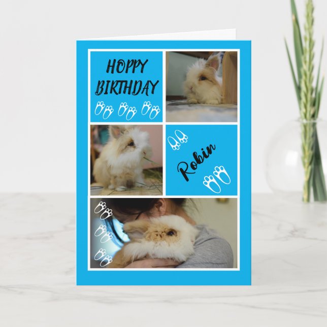 Bunny Lover's Foto Collage Happy Birthday Pun Karte (Vorderseite)