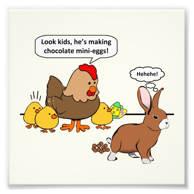 Bunny macht Schokolade kackend lustigen Cartoon Fotodruck (Vorne)