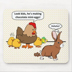 Bunny makes chocolate poop funny cartoon mousepad