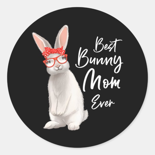 Bunny Mama Rabbit Mutter Beste Sonnige Mama Runder Aufkleber (Vorderseite)